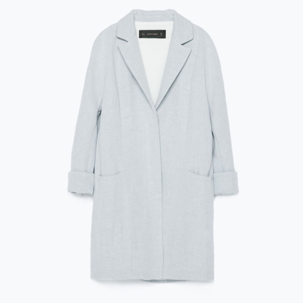 Zara light blue long jacket size small